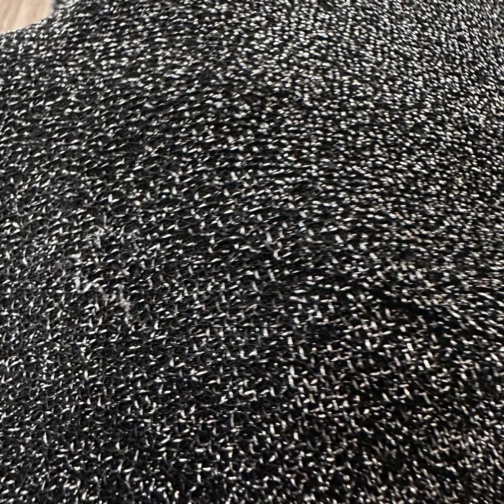 NWT Michael Kors Black Silver Sparkle Cold Shoulder LS‎ Top Blouse SizE L